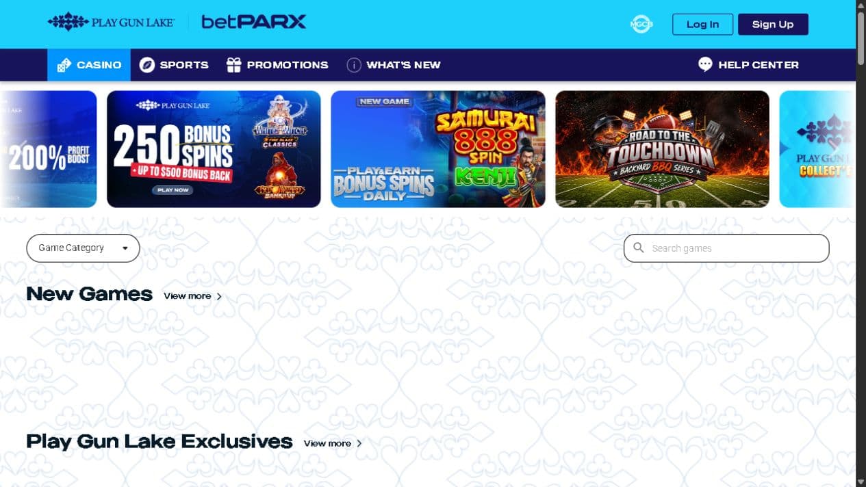 BetPARX Casino Michigan official website capture
