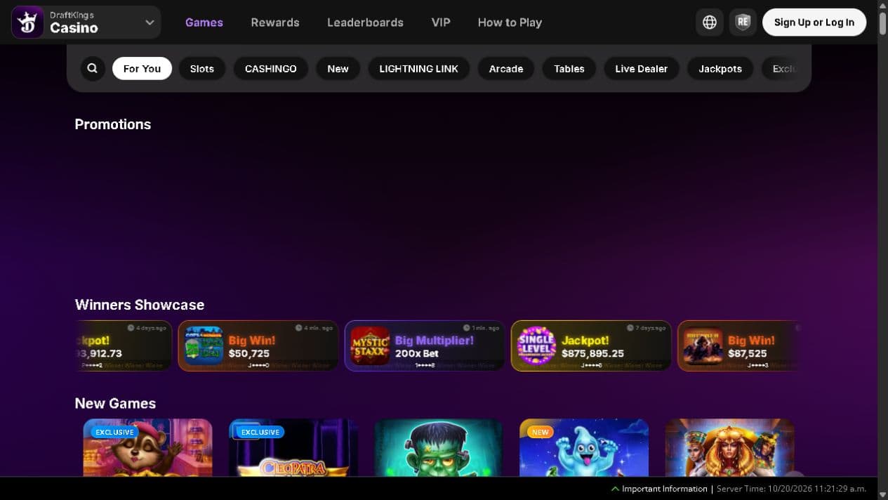 DraftKings Casino New Jersey official website capture