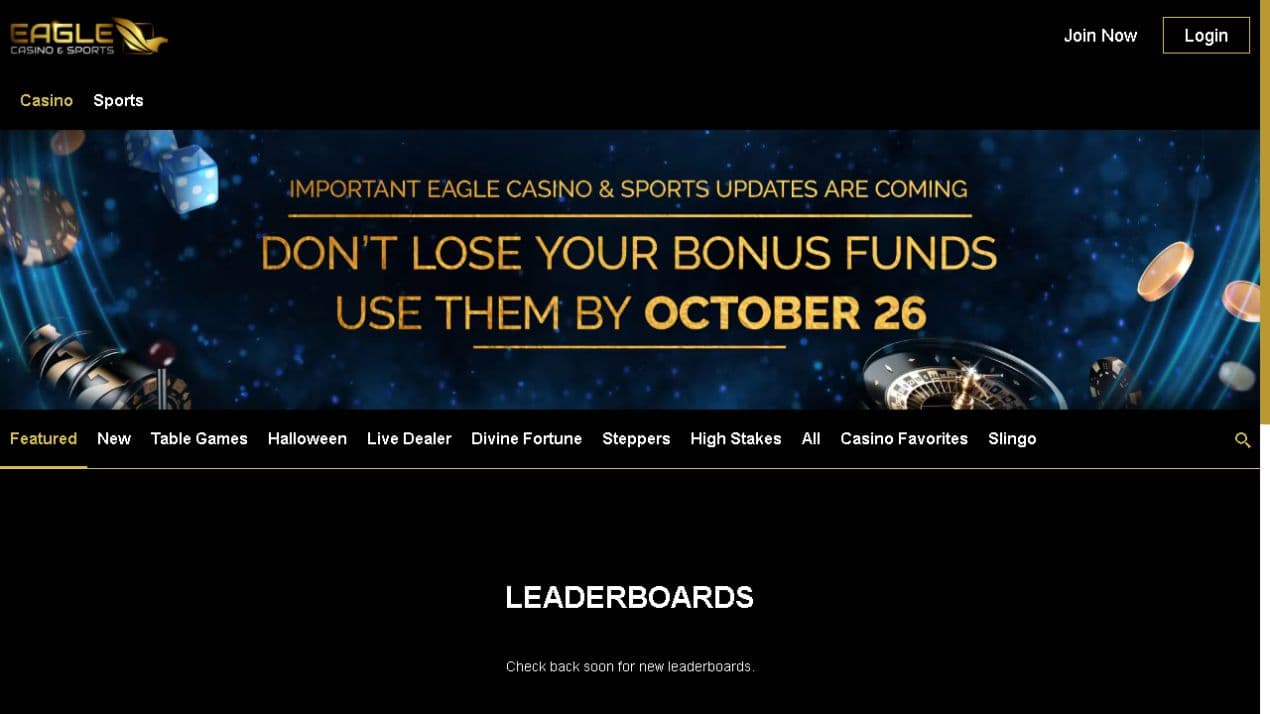 Eagle Casino & Sports Michigan official website capture