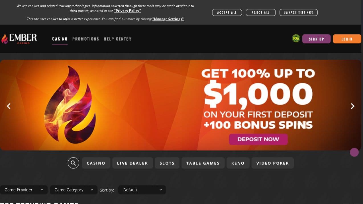Ember Casino New Jersey official website capture